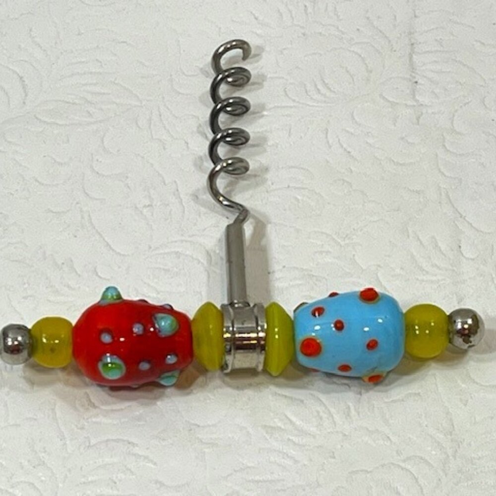 VTG Pier 1 Imports Bar Glass Handle Corkscrew Wine Bottle Opener